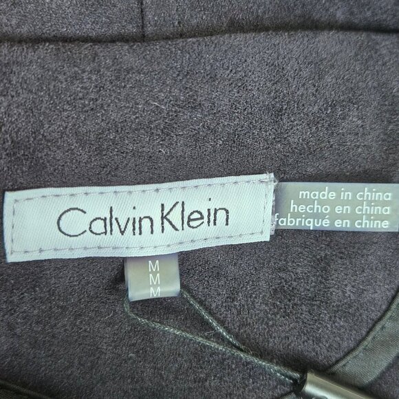 Calvin Klein Size Medium Black Metallic Long Line Vest Asymmetic Zip Sleeveless - Picture 10 of 15